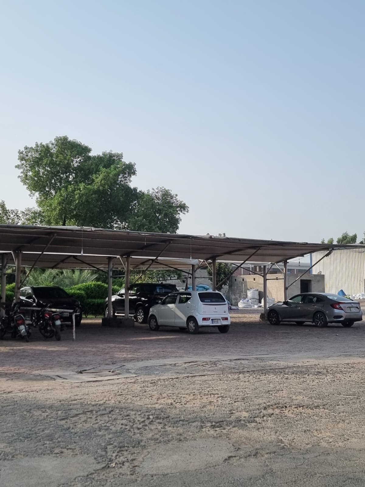 Factory vehicle parking and material transport grounds
